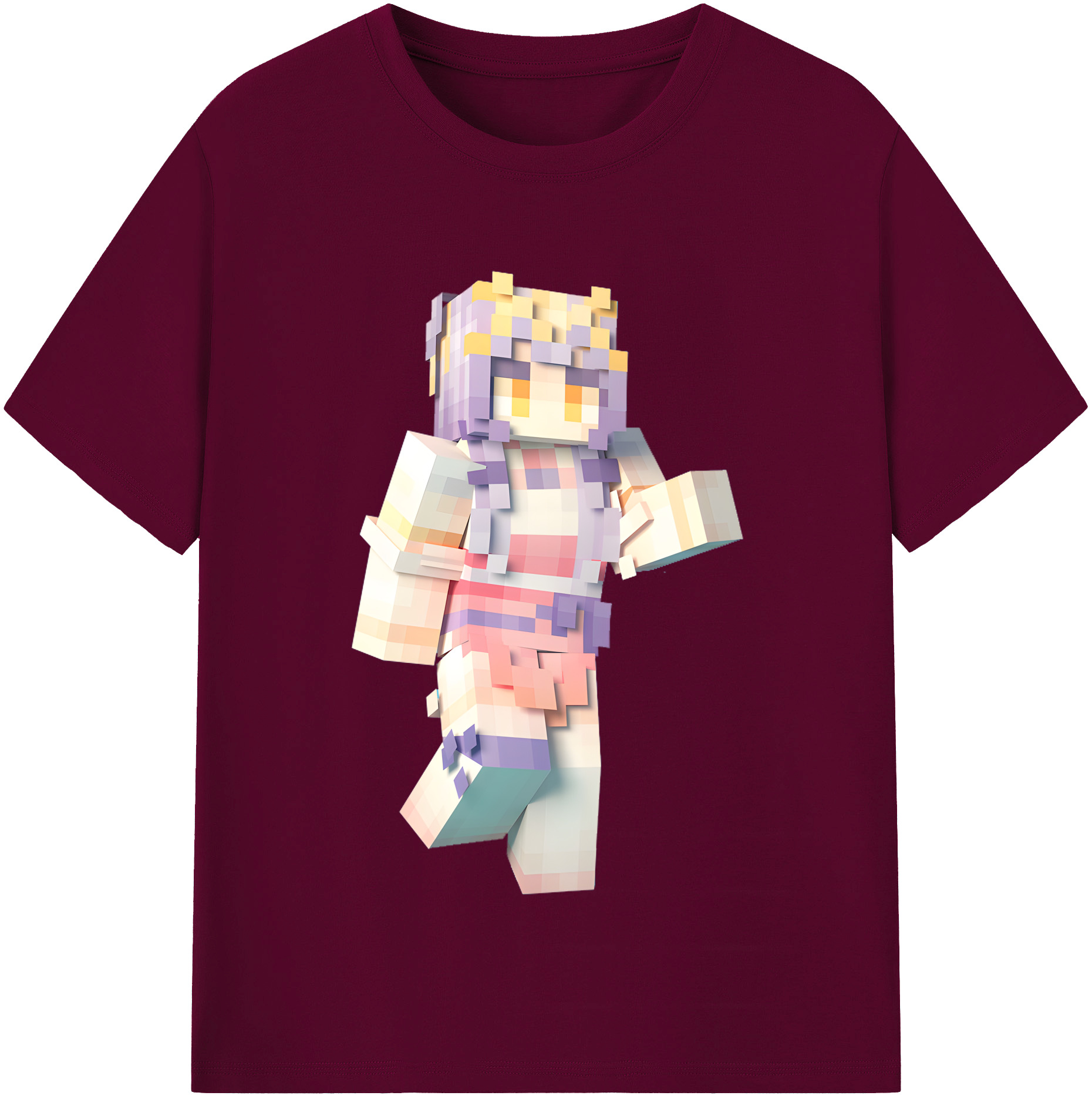 （画像用） マインクラフト ブロックの世界 Minecraft MC Block world レディースカジュアルプリントTシャツ（綿100％）